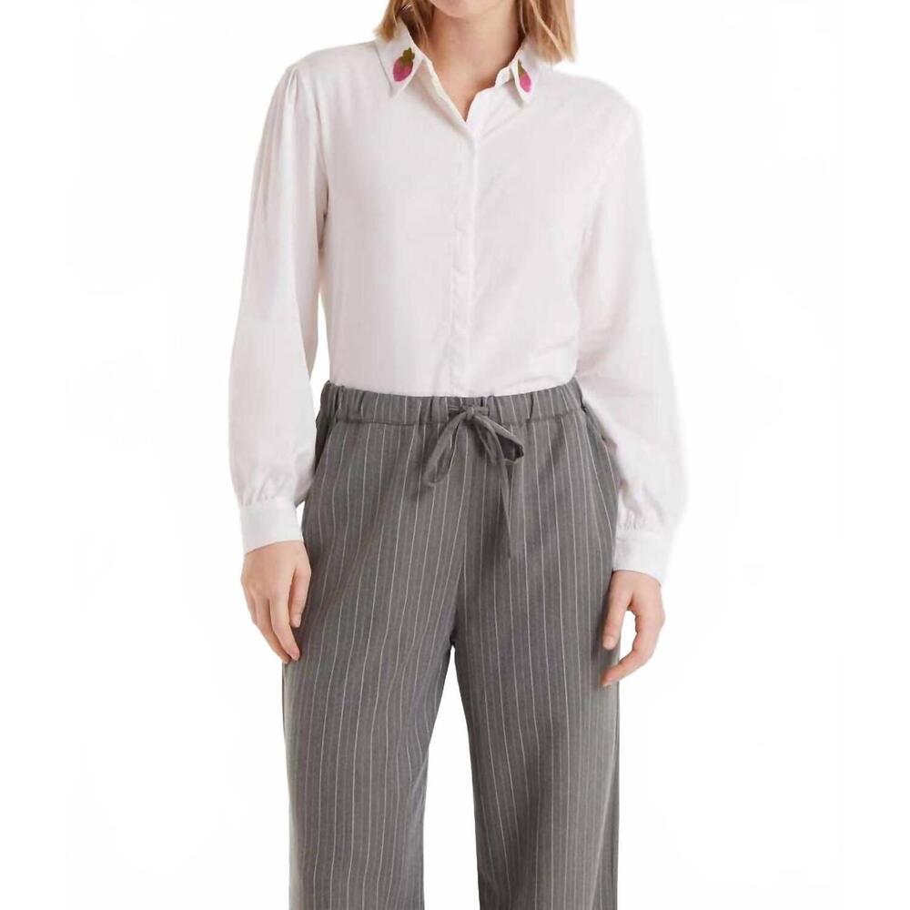 NEW COMPANIA FANTASTICA strawberry collar shirt in white